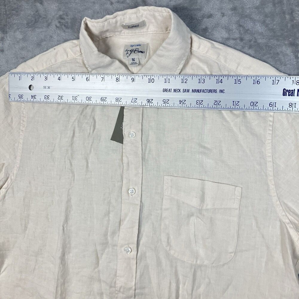 J Crew Washed Linen Shirt Mens M Natural Beige Short Sleeve Button Front CH600 - Picture 11 of 13